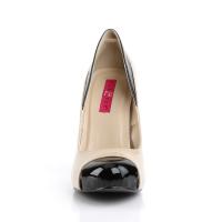 Sale EVE-07 Pleaser Pink Label high heels platform cutout pump black-cream patent 42