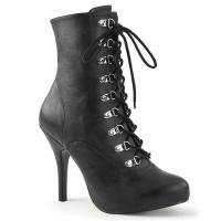 EVE-106 Pleaser Pink Label high heels platform lace-up front ankle boot black matte