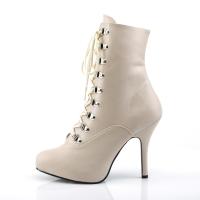 Sale EVE-106 Pleaser Pink Label High-Heels Stiefeletten D-Ring Schnürung creme matt 42