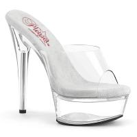 Sale EXCITE-601 Pleaser vegane Damen High Heels transparente Plateaupantoletten 38