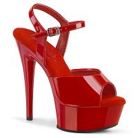 Sale EXCITE-609 Pleaser komfortabel vegane Damen High Heels rot Lack Plateausandaletten 38