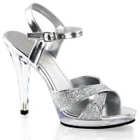 FLAIR-419(G) Fabulicious high heels platform ankle strap sandal silver Glitter