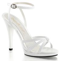 Sale FLAIR-436 Fabulicious high heels platform ankle wrap sandal white patent 38