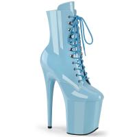 Sale FLAMINGO-1020 Pleaser High Heels platform lace-up front ankle boot baby blue patent 39