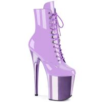 FLAMINGO-1020 Pleaser High-Heels Schnür Plateaustiefeletten lavendel Lack Chrom