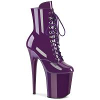 FLAMINGO-1020 Pleaser High Heels platform lace-up front ankle boot purple patent