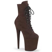 FLAMINGO-1020FS Pleaser High Heels platform ankle boot lace-up front mocha suede