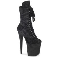 FLAMINGO-1045VEL Pleaser vegan platform ankle boot protectors black velvet