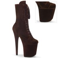 FLAMINGO-1045VEL Pleaser vegan platform ankle boot protectors brown velvet