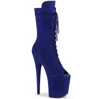 FLAMINGO-1051FS Pleaser vegane High-Heels Plateau Stiefeletten royal Blau Mikrofaser