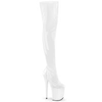 FLAMINGO-3000 Pleaser vegan platform overknee stretch thigh high heels boot white patent