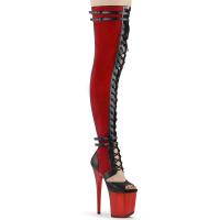 Sale FLAMINGO-3027 Pleaser vegan high heels sandal style thigh high boot red suede black matte frosted 41