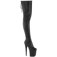 FLAMINGO-3850 Pleaser high heels platform thigh high boot black stretch matte