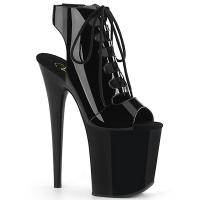 FLAMINGO-800-20 Pleaser High-Heels Peep Toe Plateau Sandaletten schwarz Lack