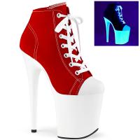 FLAMINGO-800SK-02 Pleaser high heels platform ankle boot sneaker red neon white
