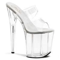 Sale FLAMINGO-802 Pleaser high heels platform slide double strap clear 42