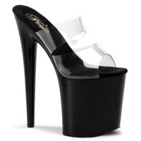 FLAMINGO-802 Pleaser high heels platform slide double strap clear black