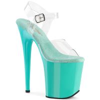 FLAMINGO-808 Pleaser vegan ladys high heels platform sandal clear aqua