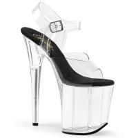 FLAMINGO-808 Pleaser High-Heels Plateau Sandaletten transparent schwarze Innensohle