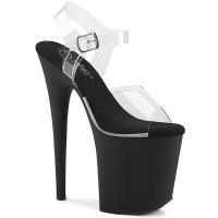 FLAMINGO-808 Pleaser vegan ladys high heels platform sandal clear black matte