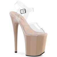 FLAMINGO-808 Pleaser vegan ladys high heels platform sandal clear beige