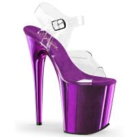 FLAMINGO-808 Pleaser High-Heels Plateau Sandaletten transparent lila chrom