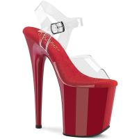 FLAMINGO-808 Pleaser vegan ladys high heels platform sandal clear red