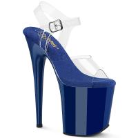 FLAMINGO-808 Pleaser vegan ladys high heels platform sandal clear royal blue