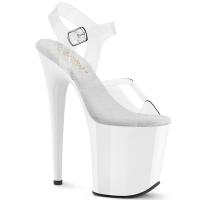 FLAMINGO-808 Pleaser vegan ladys high heels platform sandal clear white