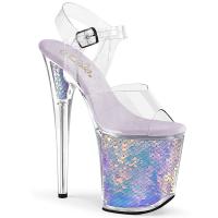 FLAMINGO-808MC Pleaser Damen High Heels Plateausandaletten lavendel Meerjungfrauschuppen