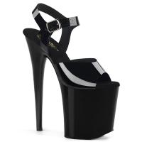 FLAMINGO-808N Pleaser High-Heels Sandaletten schwarz elastische Riemchen