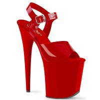 FLAMINGO-808N Pleaser High-Heels Sandaletten rot elastische Riemchen