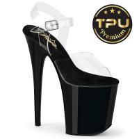 FLAMINGO-808PREM Pleaser High Heels Pole Dance Plateausandaletten klar schwarz TPU