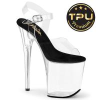 FLAMINGO-808PREM Pleaser High Heels Pole Dance Plateausandaletten klar schwarz TPU