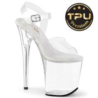 FLAMINGO-808PREM Pleaser Damen High Heels Pole Dance Plateausandaletten klar TPU