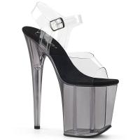 Sale FLAMINGO-808T Pleaser high heels platform sandal clear smoke tinted 38