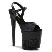 FLAMINGO-809-2G Pleaser High-Heels Plateau Sandaletten schwarz glitter