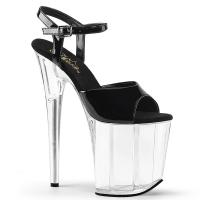 FLAMINGO-809 Pleaser High-Heels Plateau Sandaletten schwarz Lack transparent