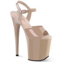 FLAMINGO-809 Pleaser sexy high heels platform sandal nude patent