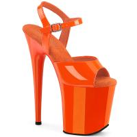 FLAMINGO-809 Pleaser sexy high heels platform sandal orange patent