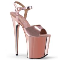 FLAMINGO-809 Pleaser High-Heels Plateau Sandaletten rosegold metallic chrom