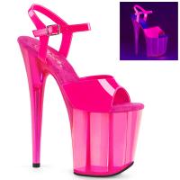 FLAMINGO-809UVT Pleaser High-Heels Plateausandaletten neon hotpink getönt