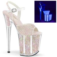 FLAMINGO-810UVG vegane Pleaser High-Heels Plateau Sandaletten neon opal glitter