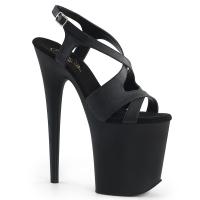 FLAMINGO-831 Pleaser High-Heels Plateausandaletten schwarz Lederoptik gekreuzte Riemchen