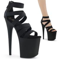 FLAMINGO-859 Pleaser high heels platform sandal black criss cross elastic straps