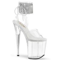 FLAMINGO-891-2RS Pleaser High Heels Plateausandaletten Manschette Strass klar