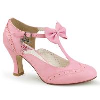 Sale FLAPPER-11 Pin Up Couture Lochmuster T-Riemchen Schleifen Pumps pink Lederlook 38