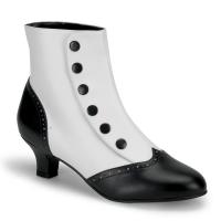 Sale FLORA-1023 Bordello heel button spat ankle boot white black matte 36