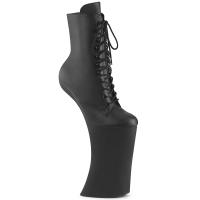 FORBIDDEN-1020 Pleaser vegan  high heels heelless platform ankle boot black matte