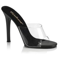 Sale GALA-01 Fabulicious High-Heels Pantoletten klar schwarz mit Lederinnensohle 35